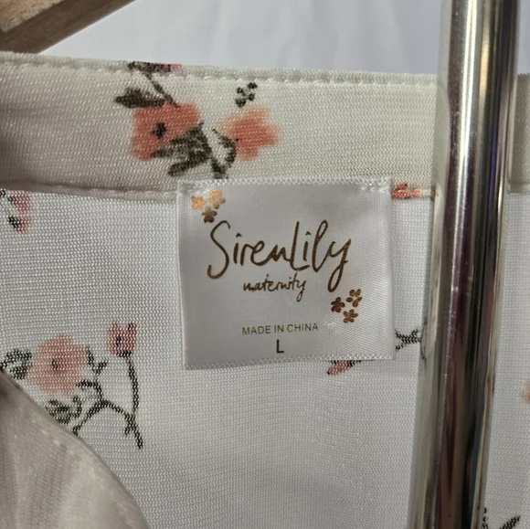 Sirenlily Maternity Floral Tunic Blouse Long Sleeve Drawstring Waist Size Large - Picture 3 of 5